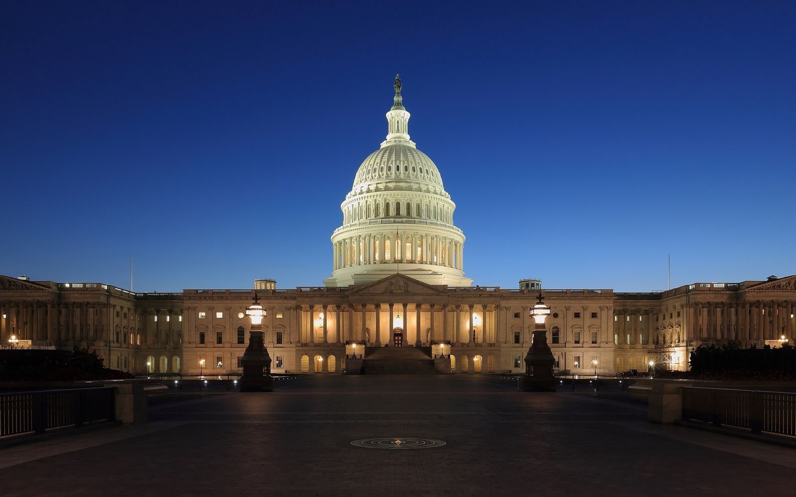 United States Capitol at dusk